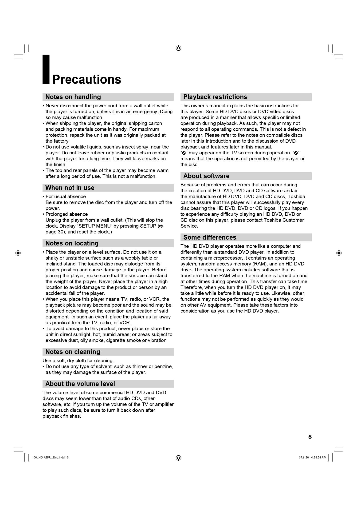 Toshiba HD-A3 HD DVD Player Owner’s Manual (Instant Download) - Image 6