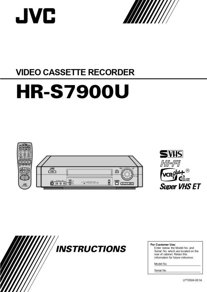 JVC Video Cassette Recorder HR-S7900U Instructions