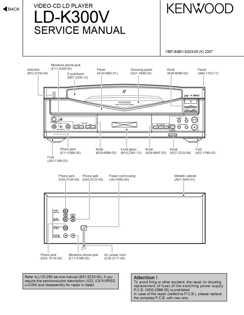 Kenwood LD-K300V Video-CD LD Player Service Manual