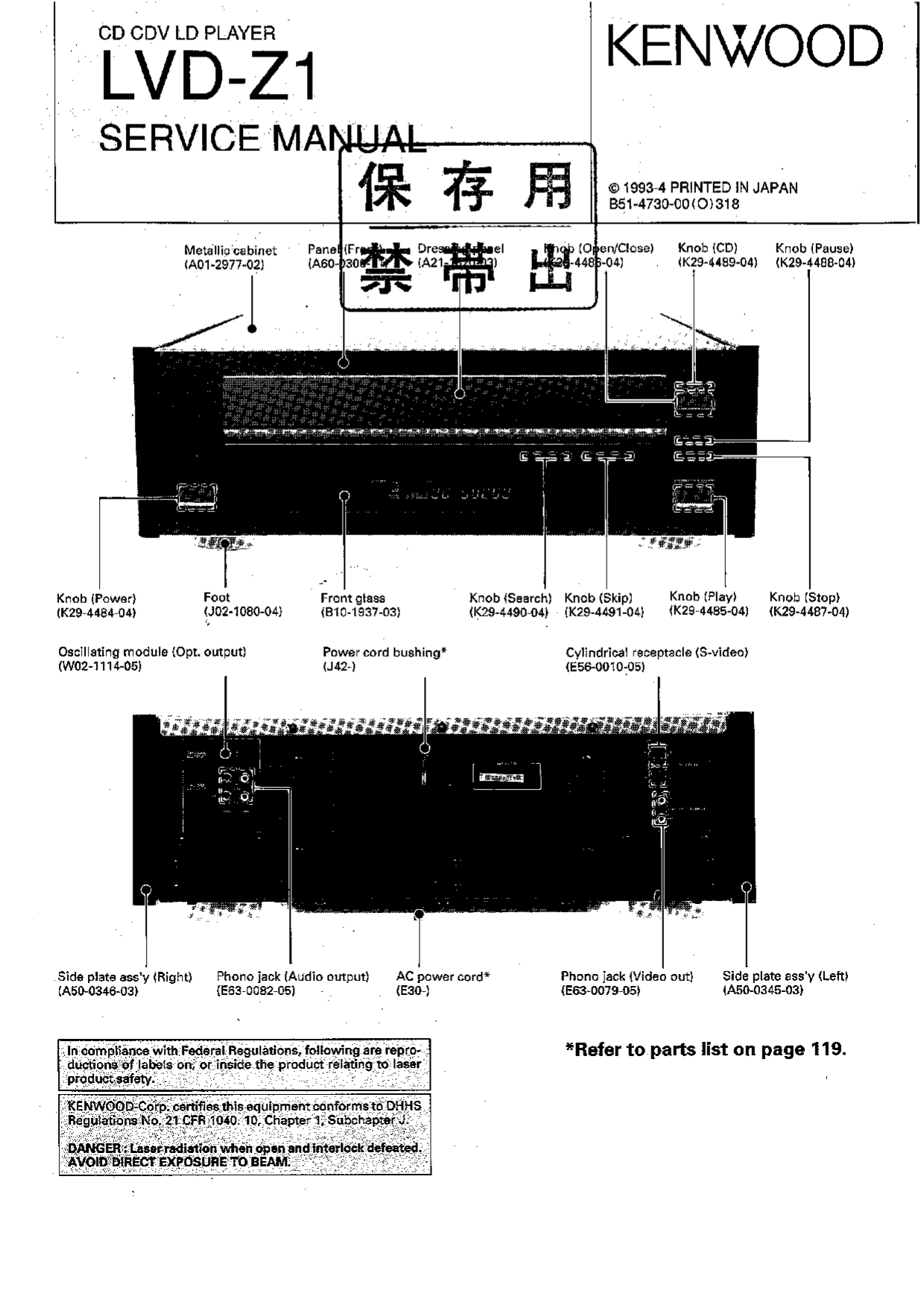 KENWOOD LVD-Z1 SERVICE MANUAL