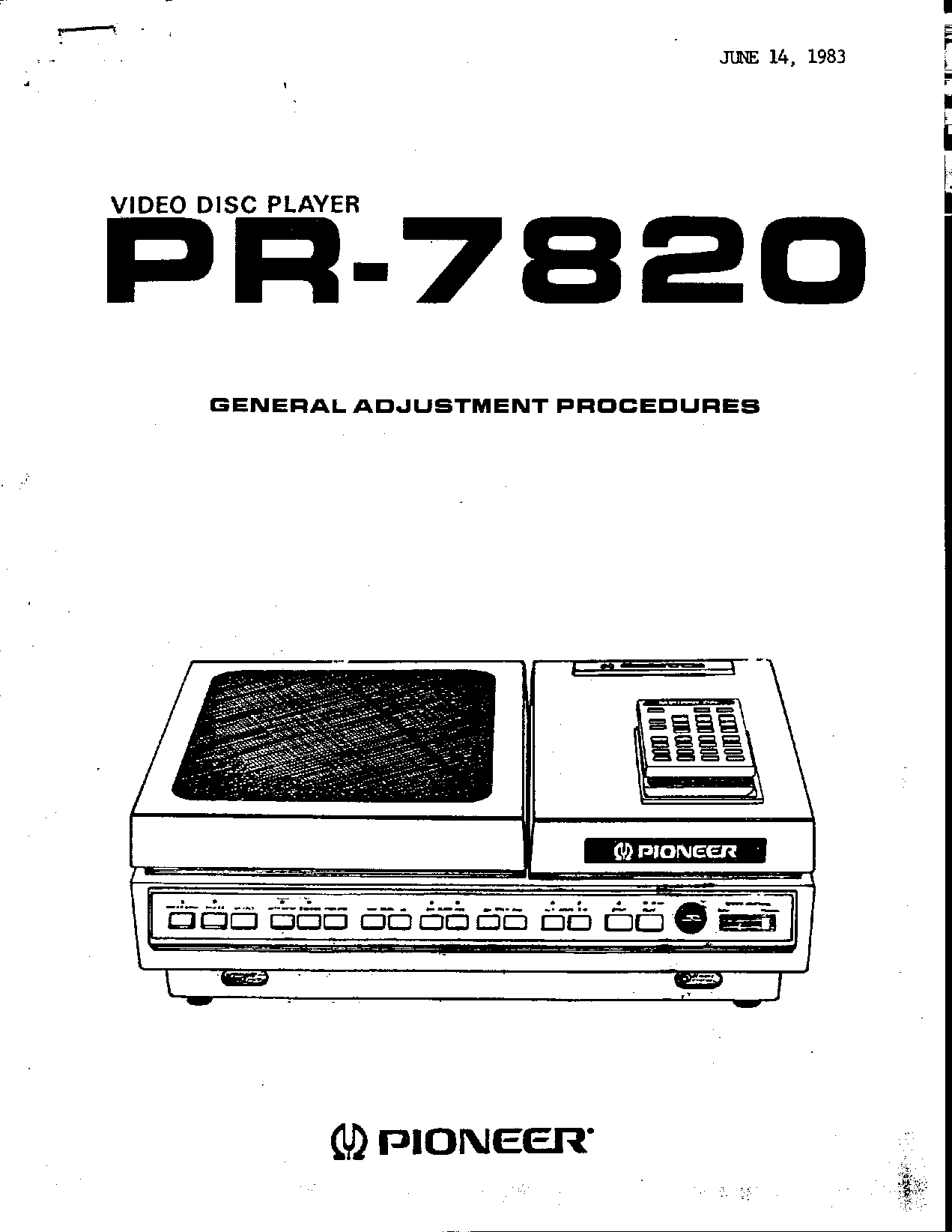 VIDEO DISC PLAYER PR-7820 GENERAL ADJUSTMENT PROCEDURES