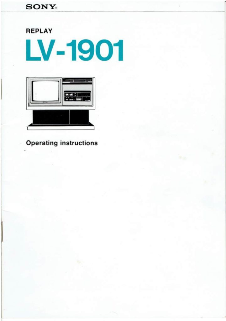 Sony Replay LV-1901 Operating Instructions (Instant Download)
