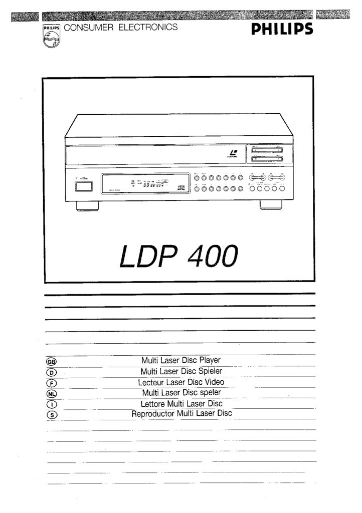 Philips LDP 400 Multi Laser Disc Player Operating Instructions Instant Download