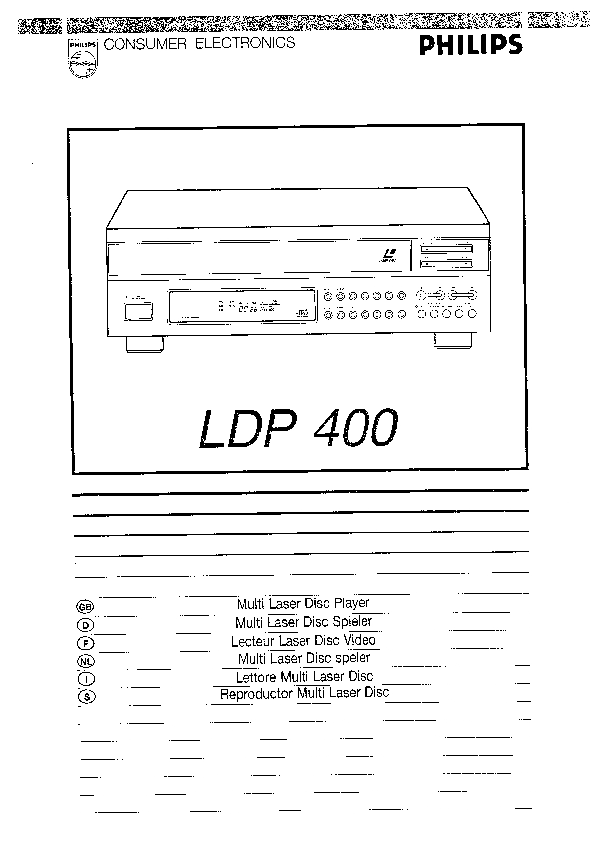 Philips LDP 400 Multi Laser Disc Player Operating Instructions Instant Download
