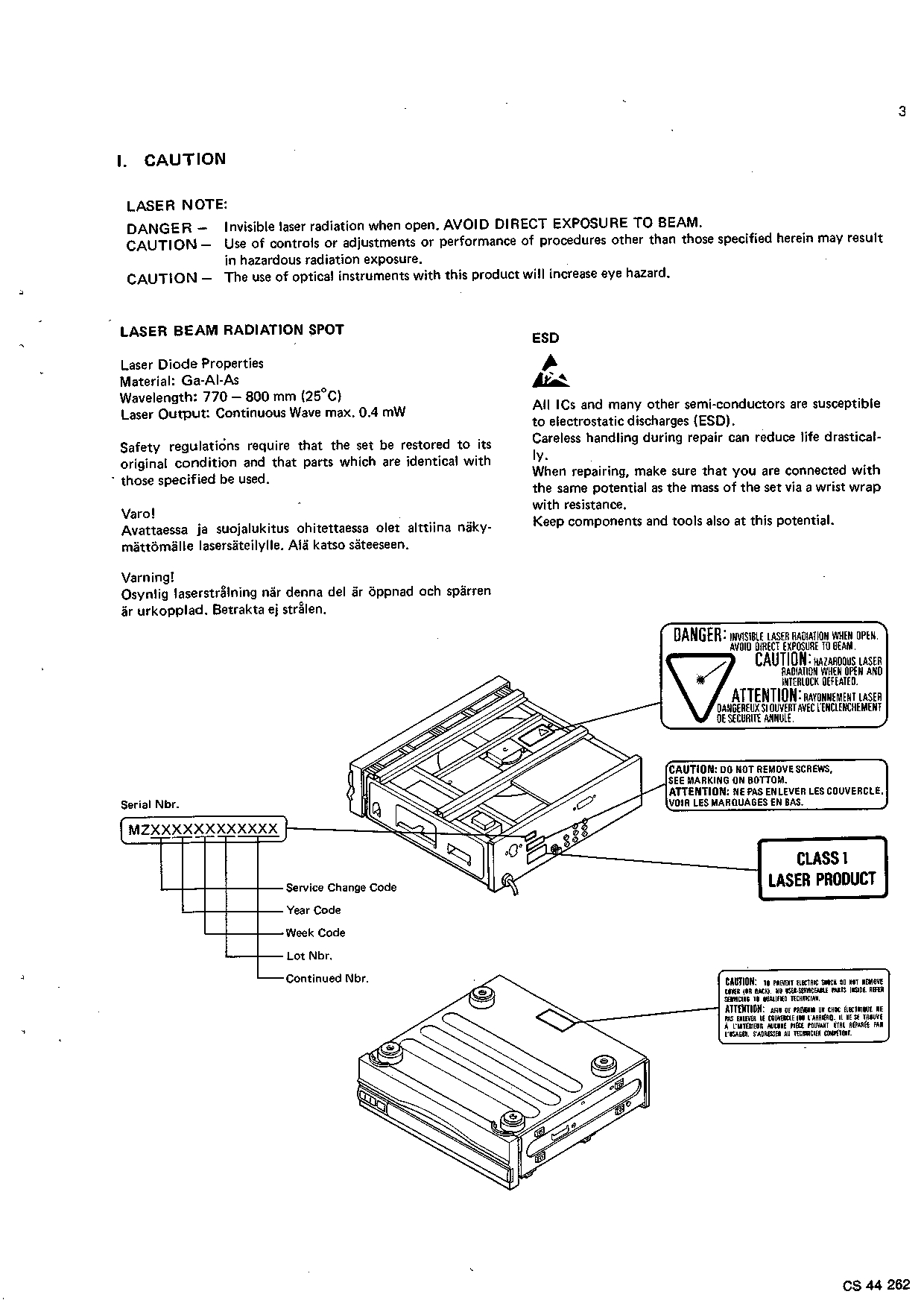 Philips Multi laser disc player LDP600WS/00B Service Manual (Instant Download) - Image 3