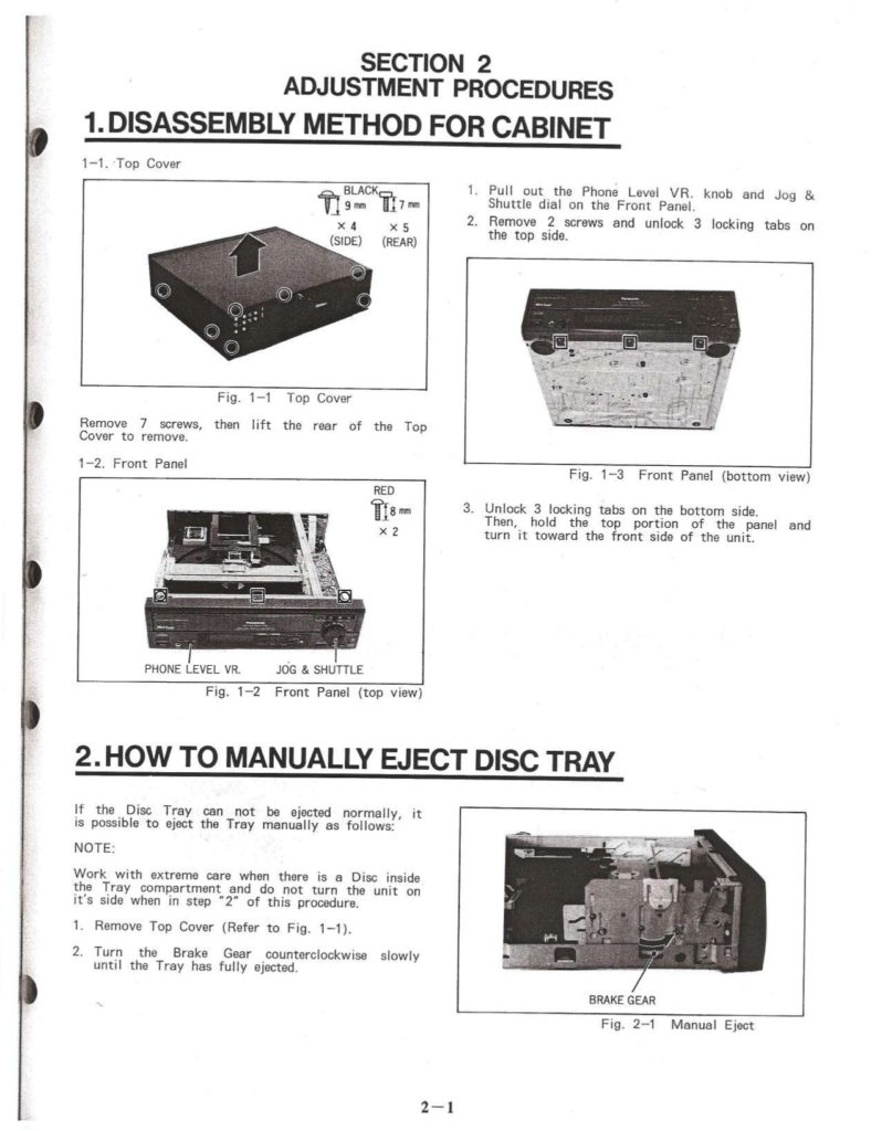 Service Manual Panasonic LX-1000U, LX-200U Adjustment Procedures and Manual Disc Eject Instant Download