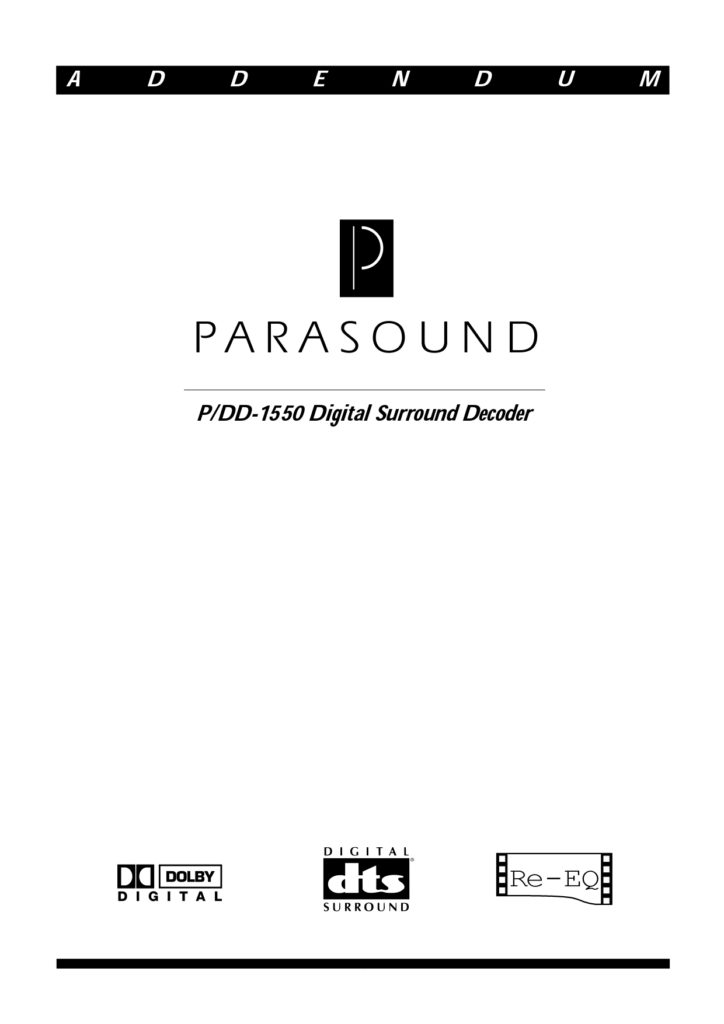 Parasound P/DD-1550 Digital Surround Decoder Instant Download Manual
