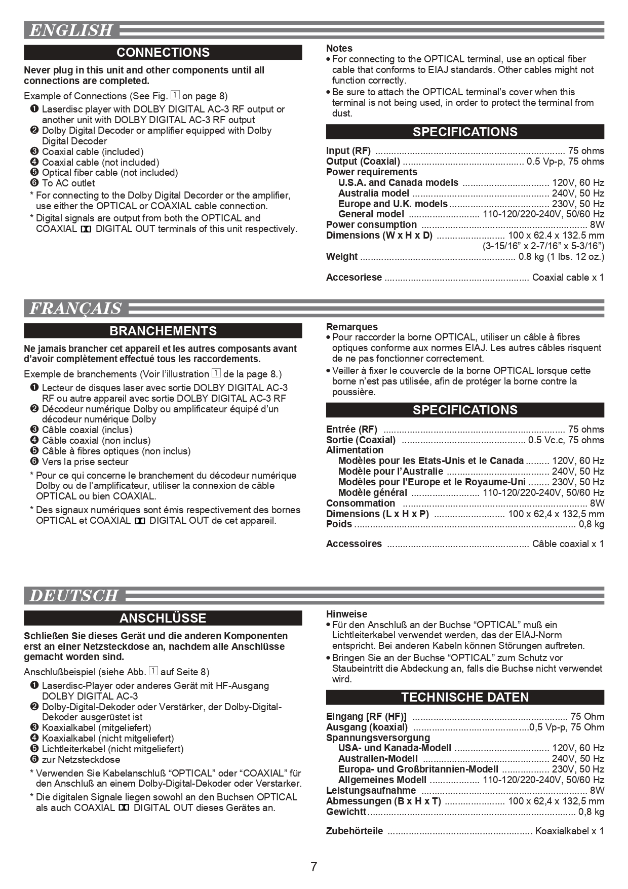 Yamaha APD-1 Natural Sound RF Demodulator Owner's Manual - (Instant Download) - Image 3