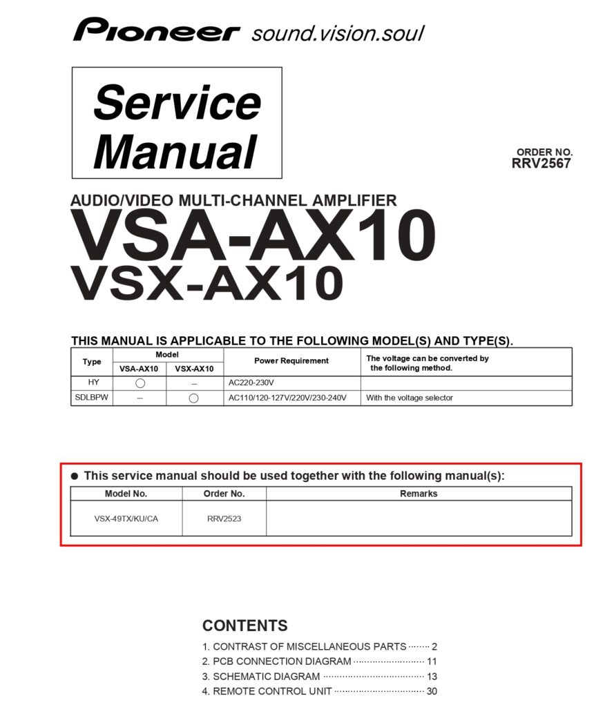PIONEER VSA-AX10 Audio/Video Multi-Channel Amplifier Service Manual: INSTANT DOWNLOAD