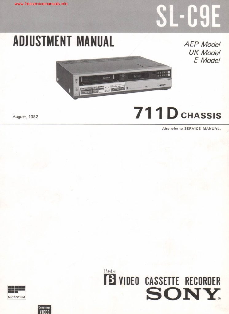 Sony SL-C9E Betamax Manual (Instant Download)