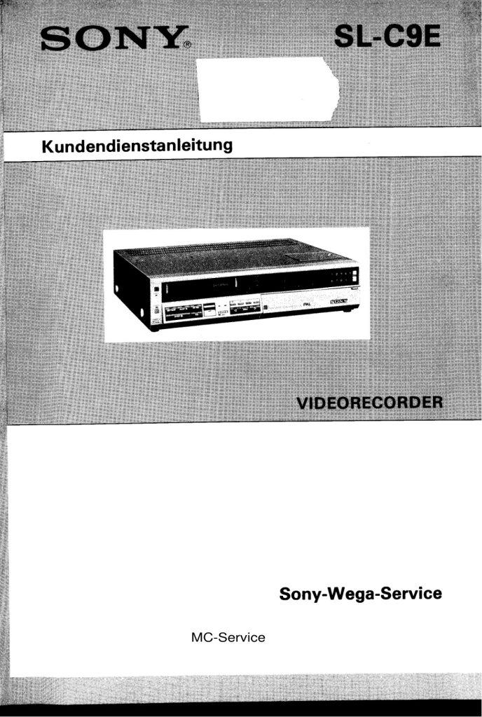 Sony SL-C9EUB Betamax Service Manual (Instant Download)