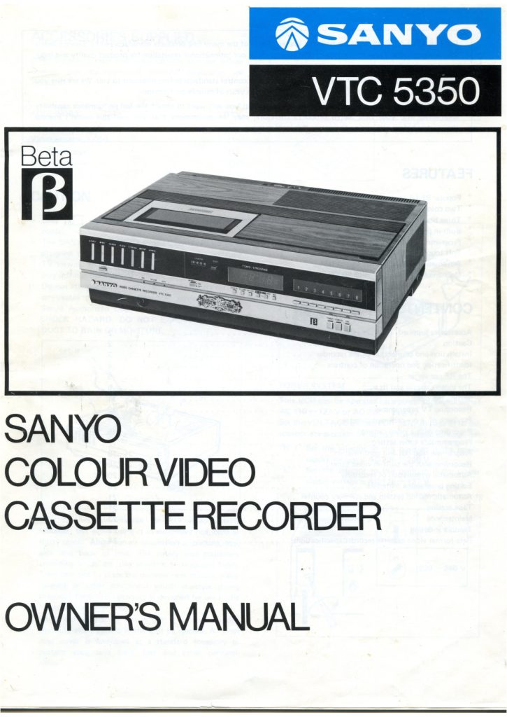 Sanyo VTC-5350 Betamax Manual (Instant Download)