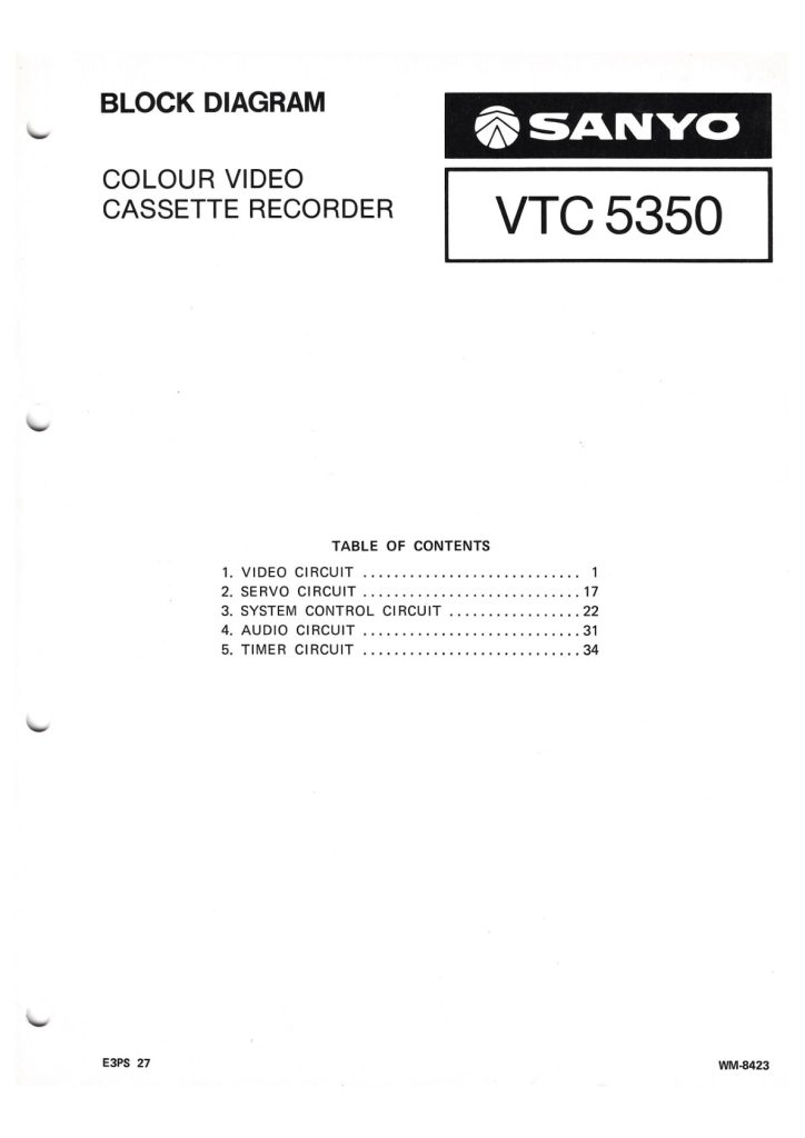 Sanyo VTC-5350 Betamax Service Manual (Instant Download)
