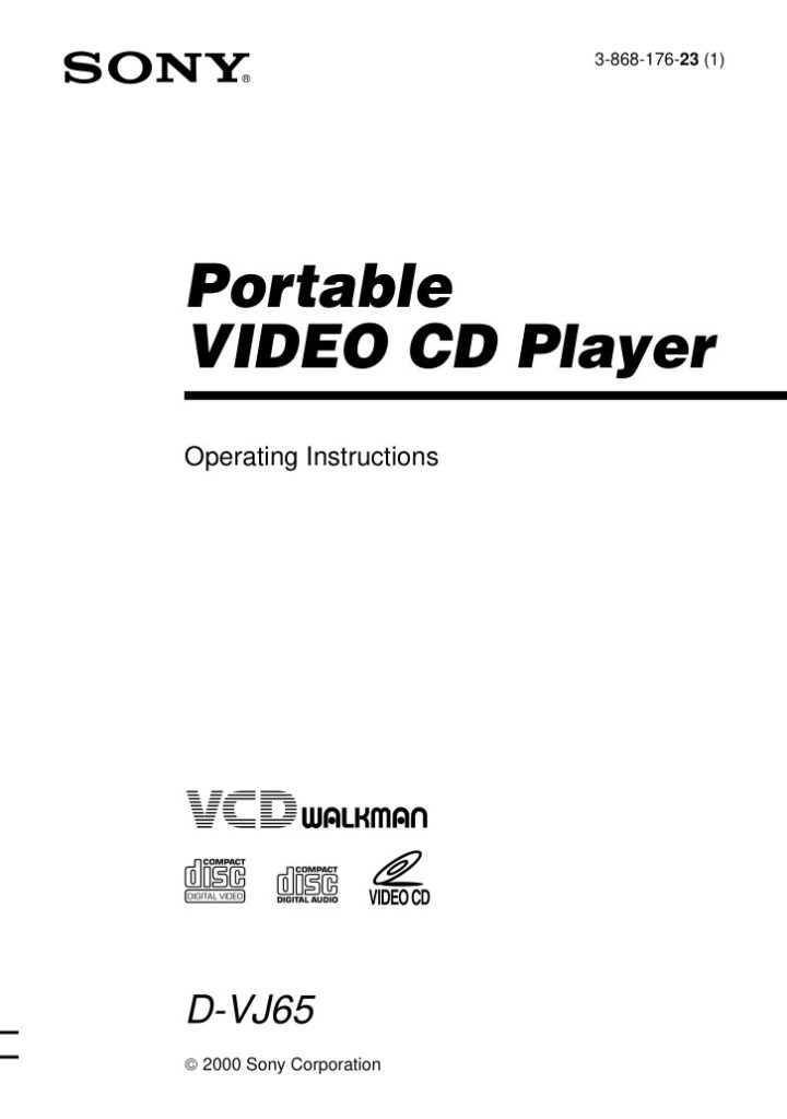 Sony D VJ65 Video CD Manual EN (Instant Download)