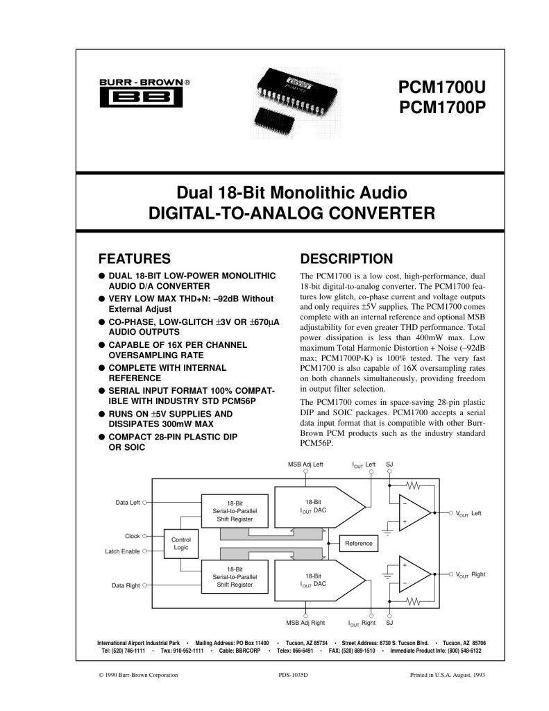 PCM1700 Datasheet (Instant Download)