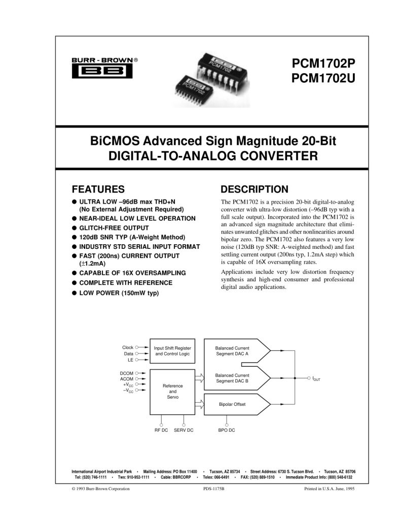 PCM1702P Datasheet (Instant Download)