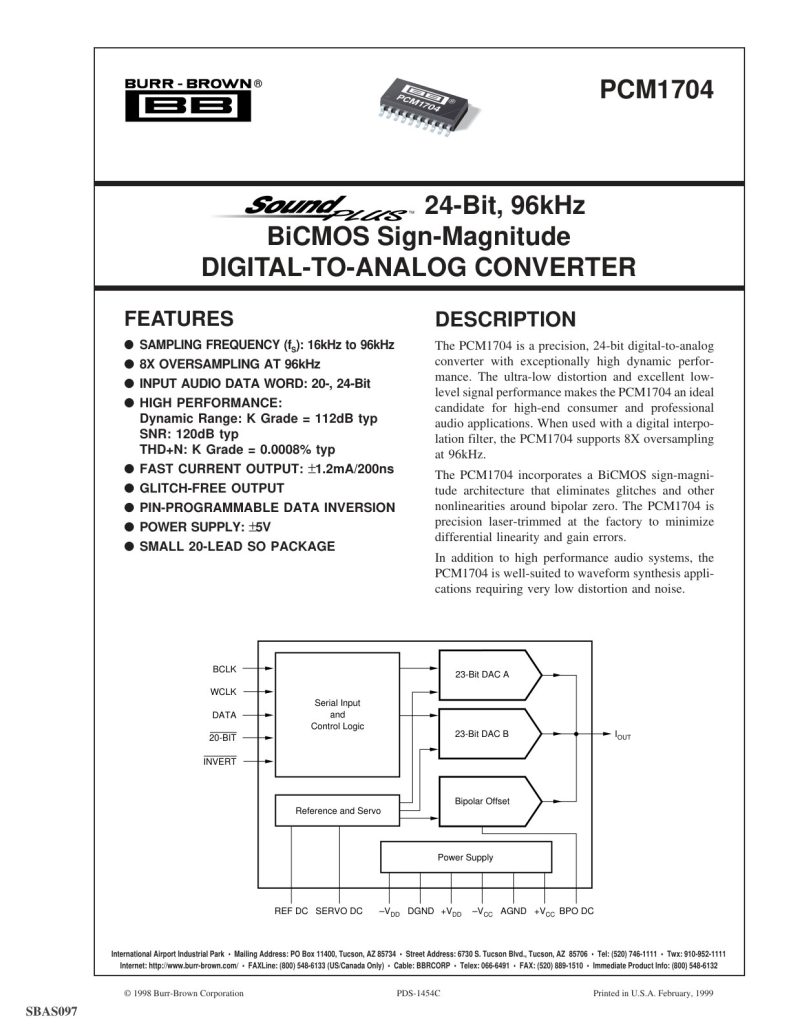 PCM1704 Datasheet (Instant Download)