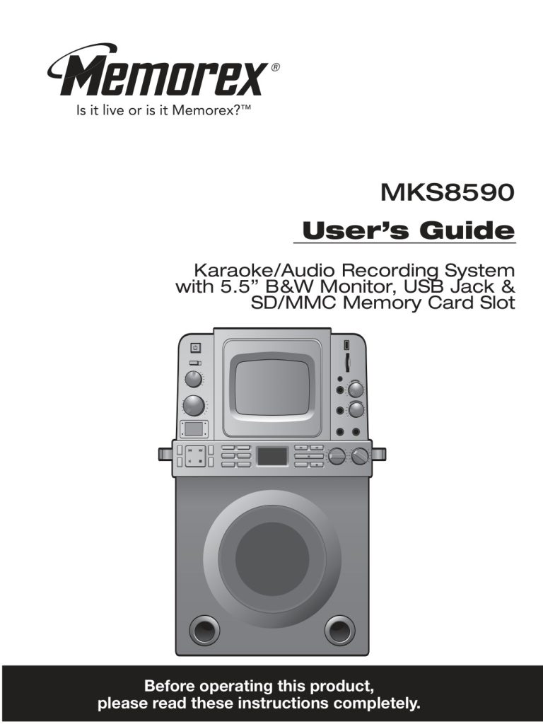 Memorex MKS8590 CD+G Karaoke User Manual (Instant Download)