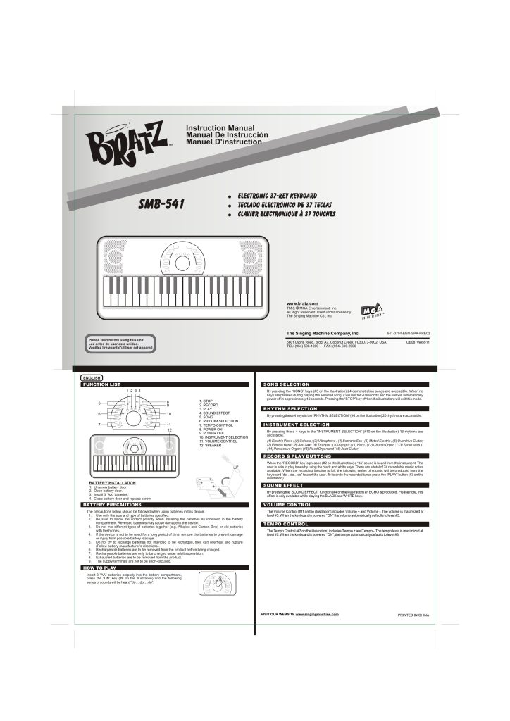 Singing Machine CD+G Karaoke Manual 7b1226 (Instant Download)