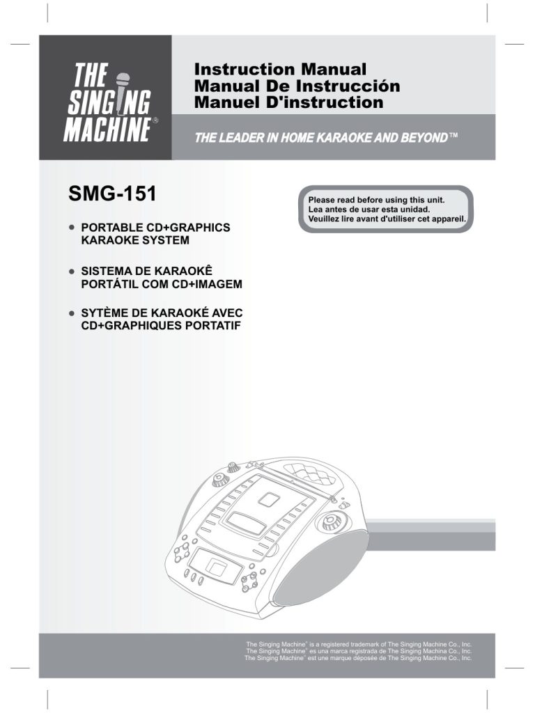 Singing Machine SMG 151 CD+G Karaoke Manual EN (Instant Download)