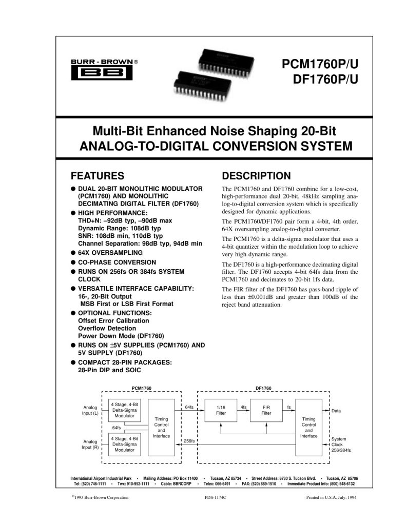 PCM1760 Datasheet (Instant Download)