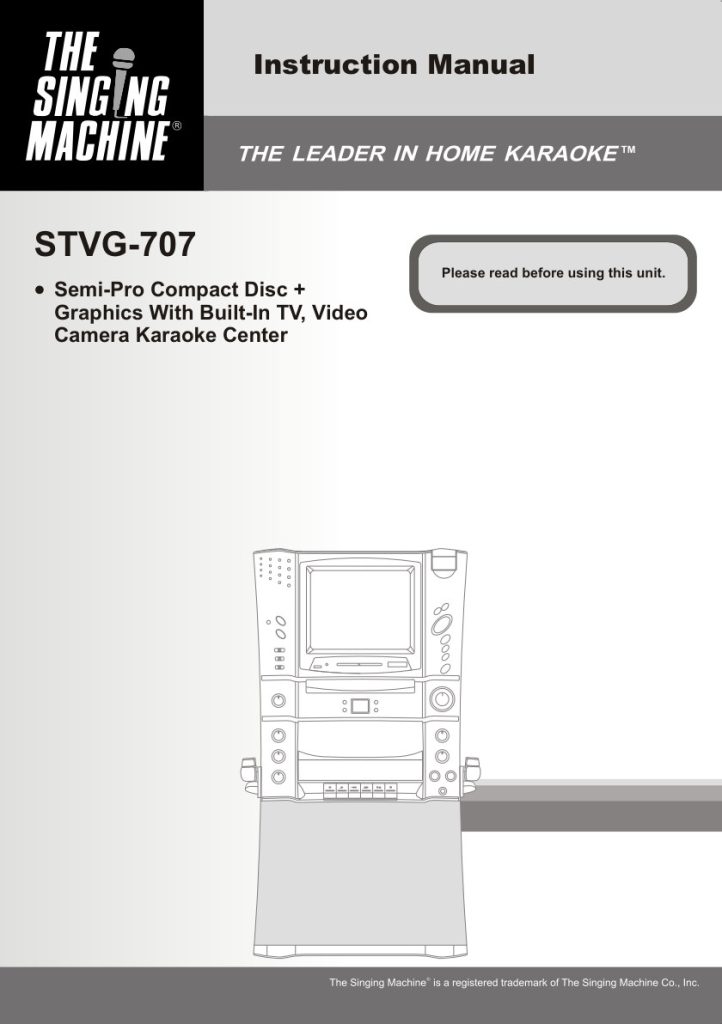 Singing Machine STVG 707 CD+G Karaoke Manual EN (Instant Download)