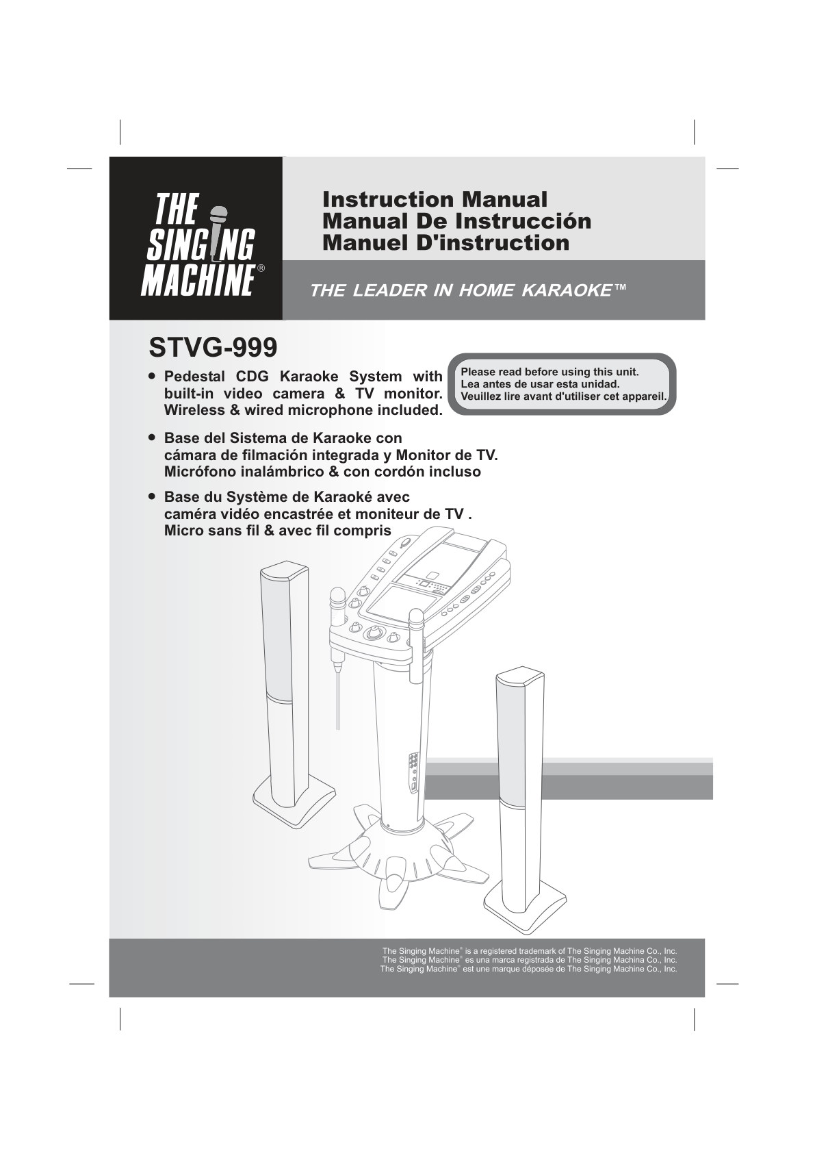 Singing Machine STVG 999 CD+G Karaoke Manual EN (Instant Download)