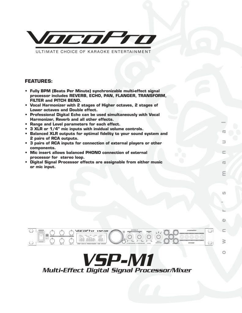 VocoPro CD+G Karaoke Manual 9378f0 (Instant Download)