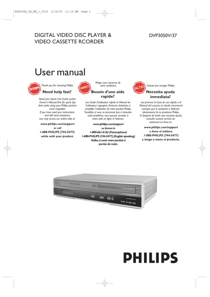 Philips DVP3050V DVD User Manual (Instant Download)