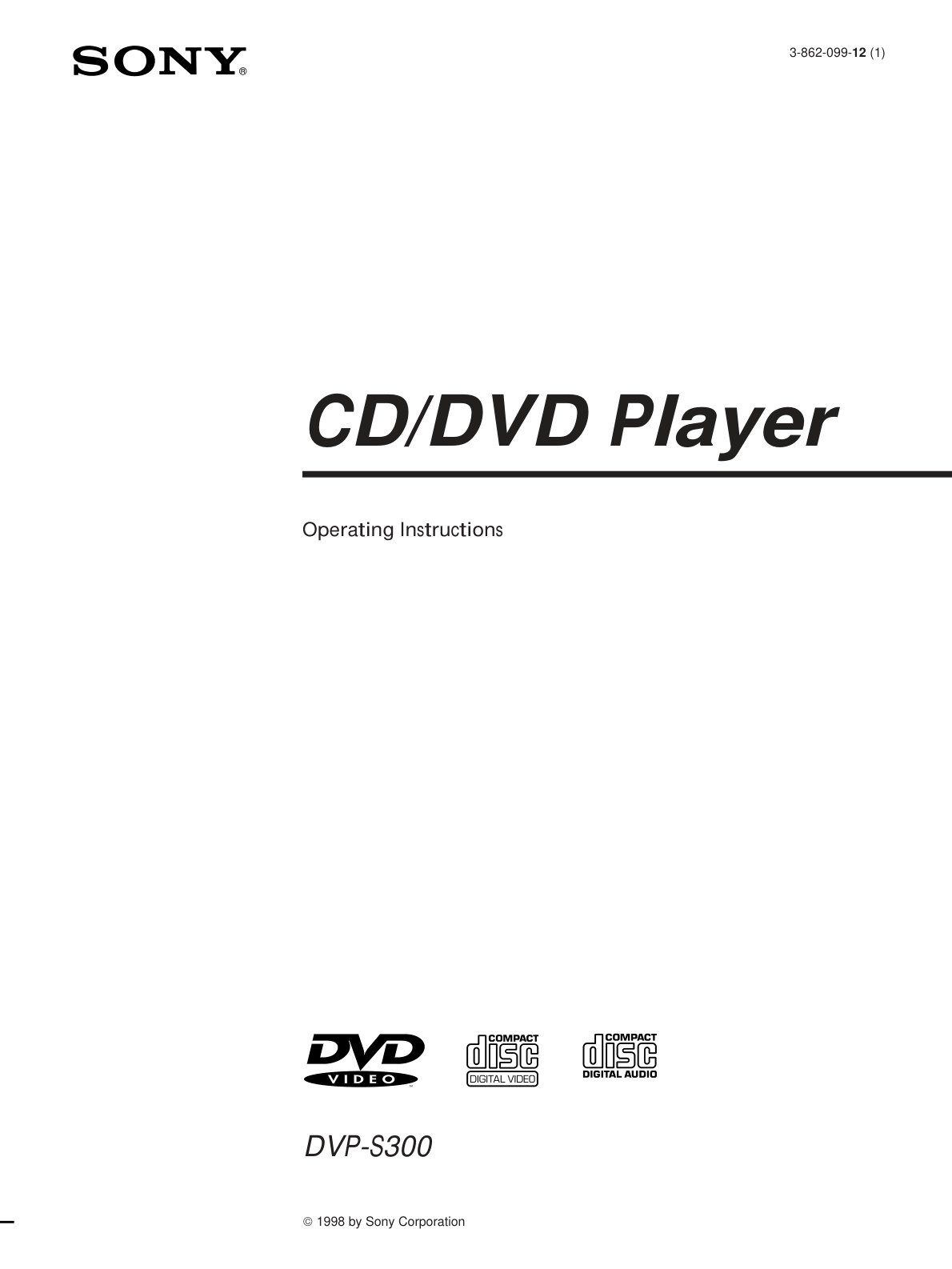 Sony DVP S300 DVD Manual (Instant Download)