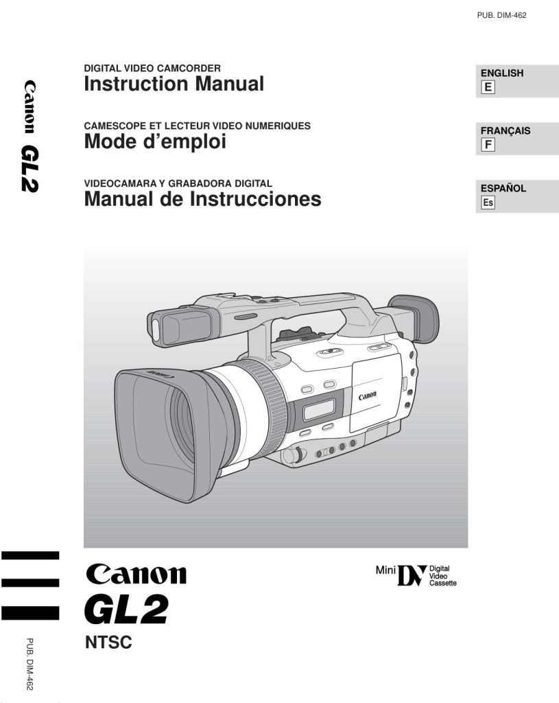 Canon GL2 MiniDV Owner Manual EN (Instant Download)