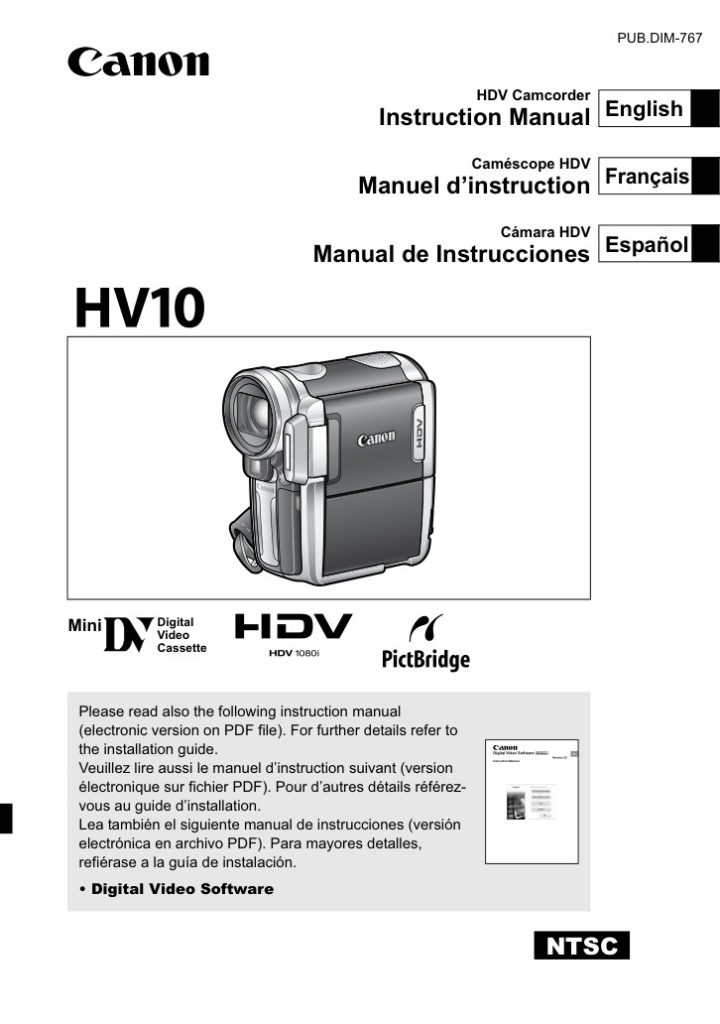 Canon HV10 HDV Owner Manual EN (Instant Download)