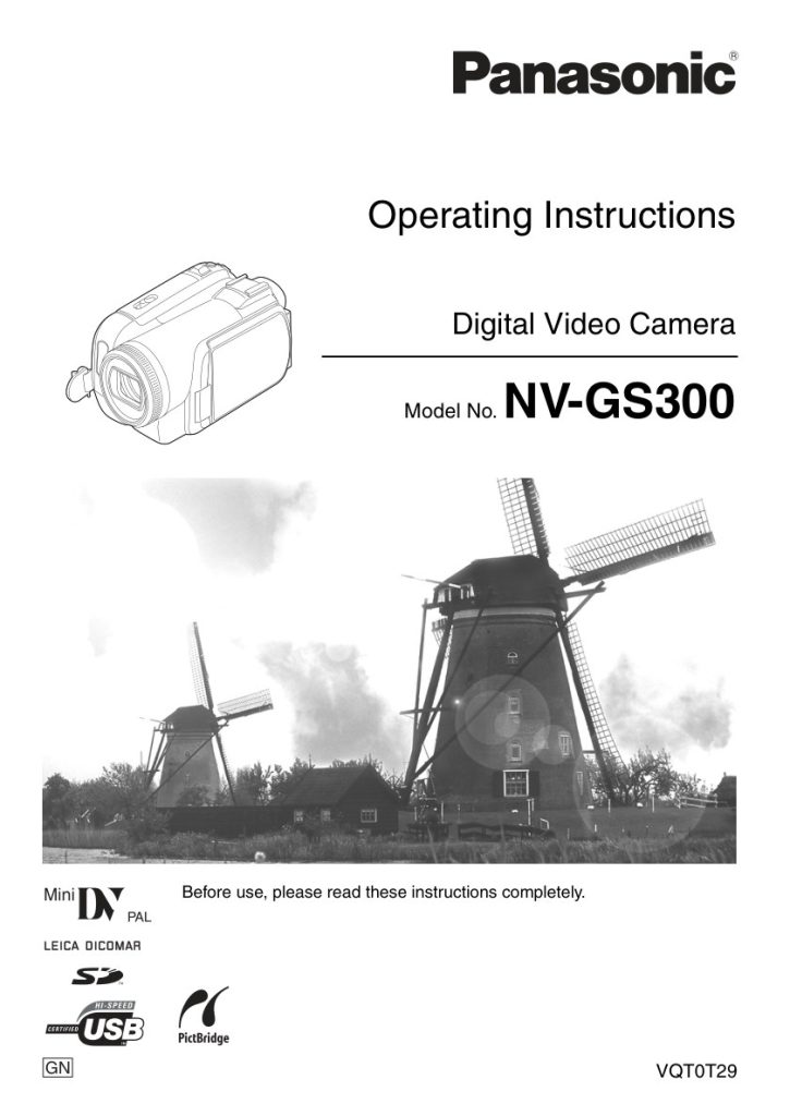 Panasonic NV-GS300 MiniDV Owner Manual EN (Instant Download)