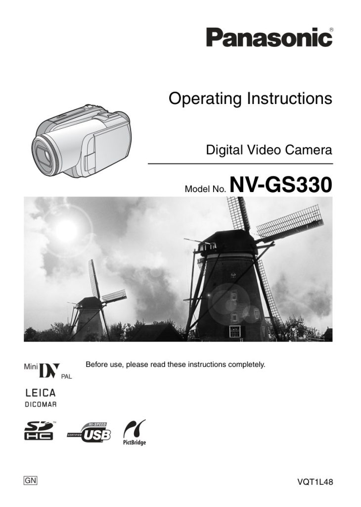 Panasonic NV-GS330 MiniDV Owner Manual EN (Instant Download)