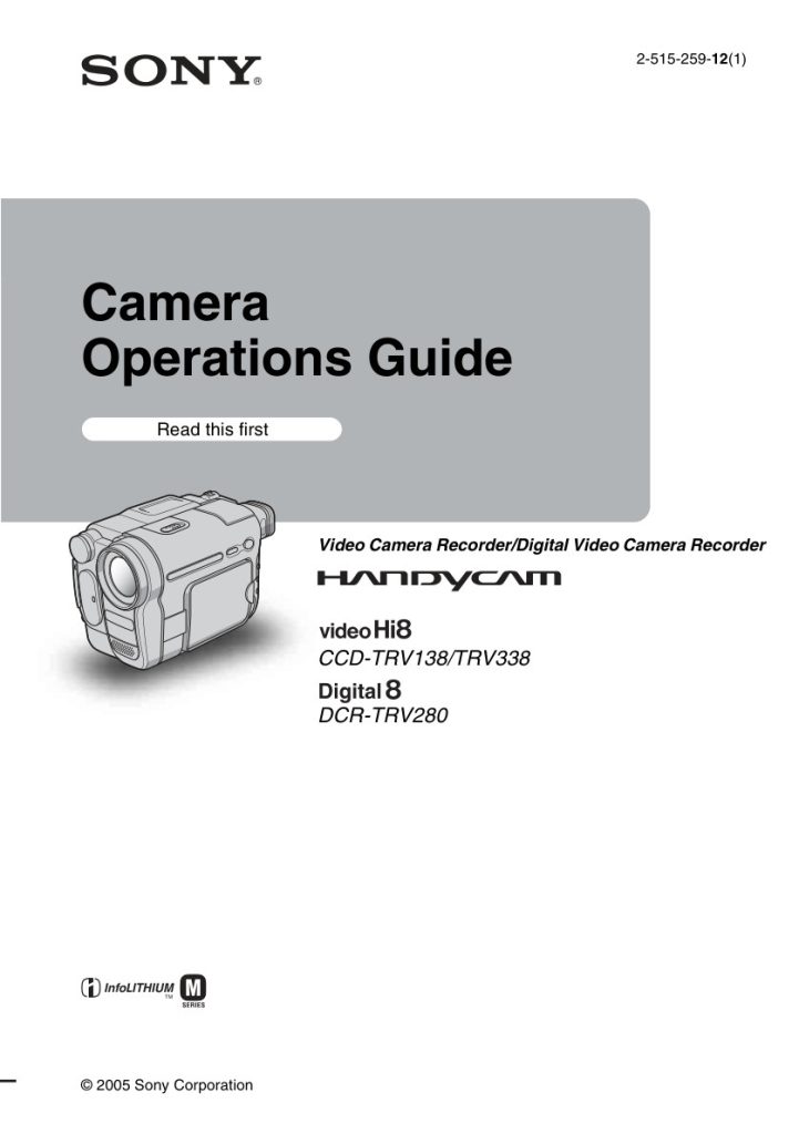 Sony CCD-TRV138 Video8 / Hi8 Owner Manual EN (Instant Download)