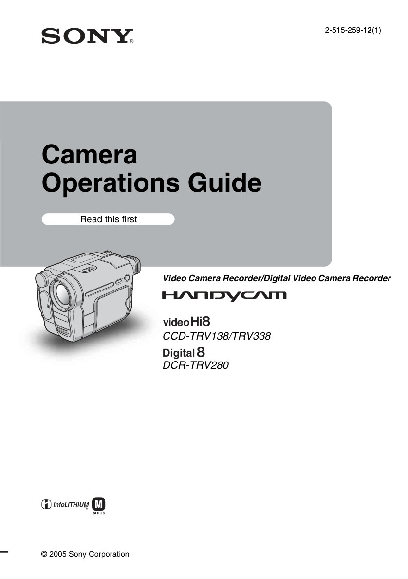 Sony CCD-TRV138 Video8 / Hi8 Owner Manual EN (Instant Download)