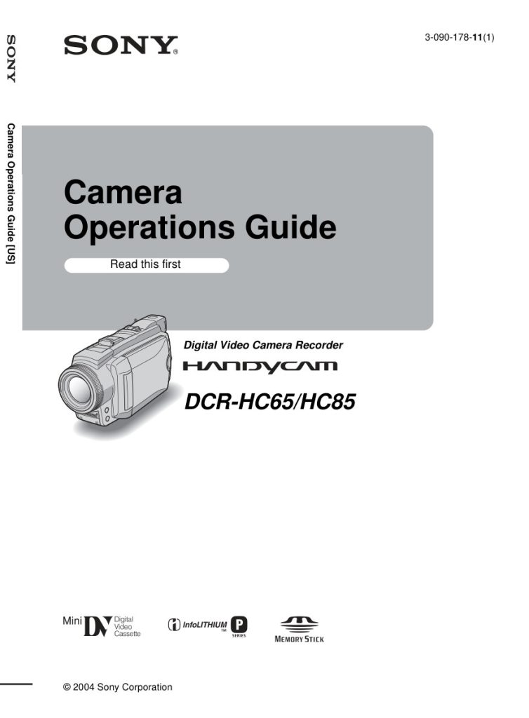 Sony DCR-HC65 MiniDV Owner Manual EN (Instant Download)
