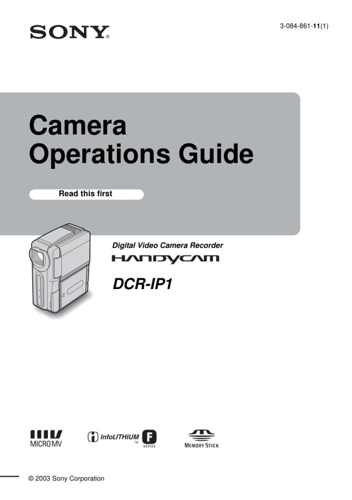 Sony DCR-IP1 MicroMV Owner Manual EN (Instant Download)