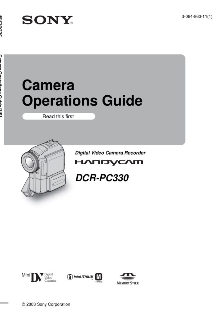 Sony DCR-PC330 MiniDV Owner Manual EN (Instant Download)