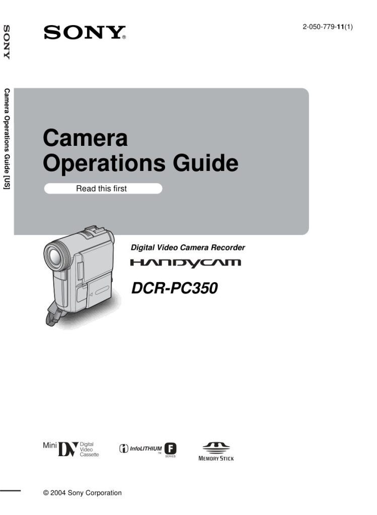 Sony DCR-PC350 MiniDV Owner Manual EN (Instant Download)