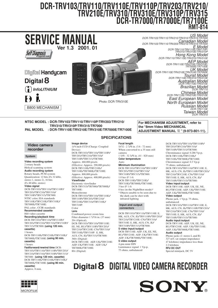 Sony DCR-TRV210 MiniDV Service Manual EN (Instant Download)