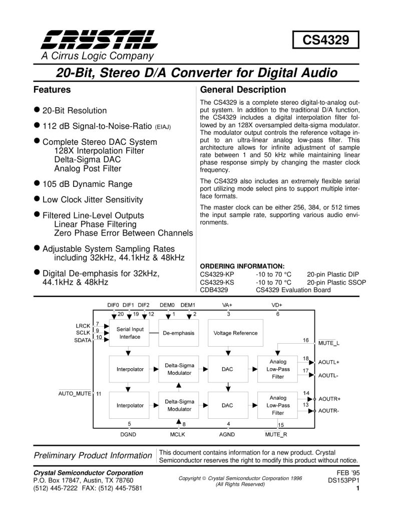 CS4329 Datasheet (Instant Download)