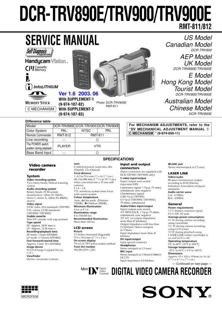 Sony DCR-TRV900 MiniDV Owner Manual EN (Instant Download)