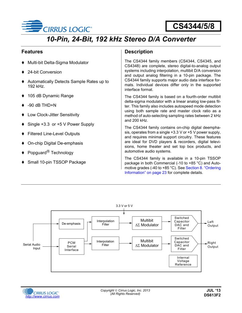 CS4344 Datasheet (Instant Download)