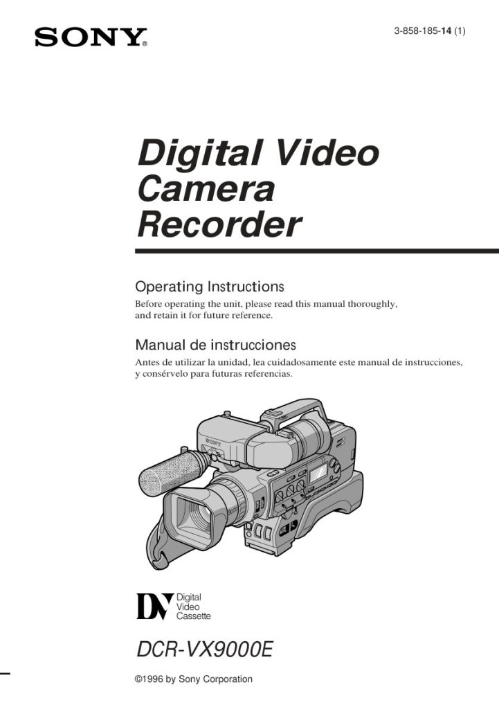 Sony DCR-VX9000E MiniDV Owner Manual EN (Instant Download)