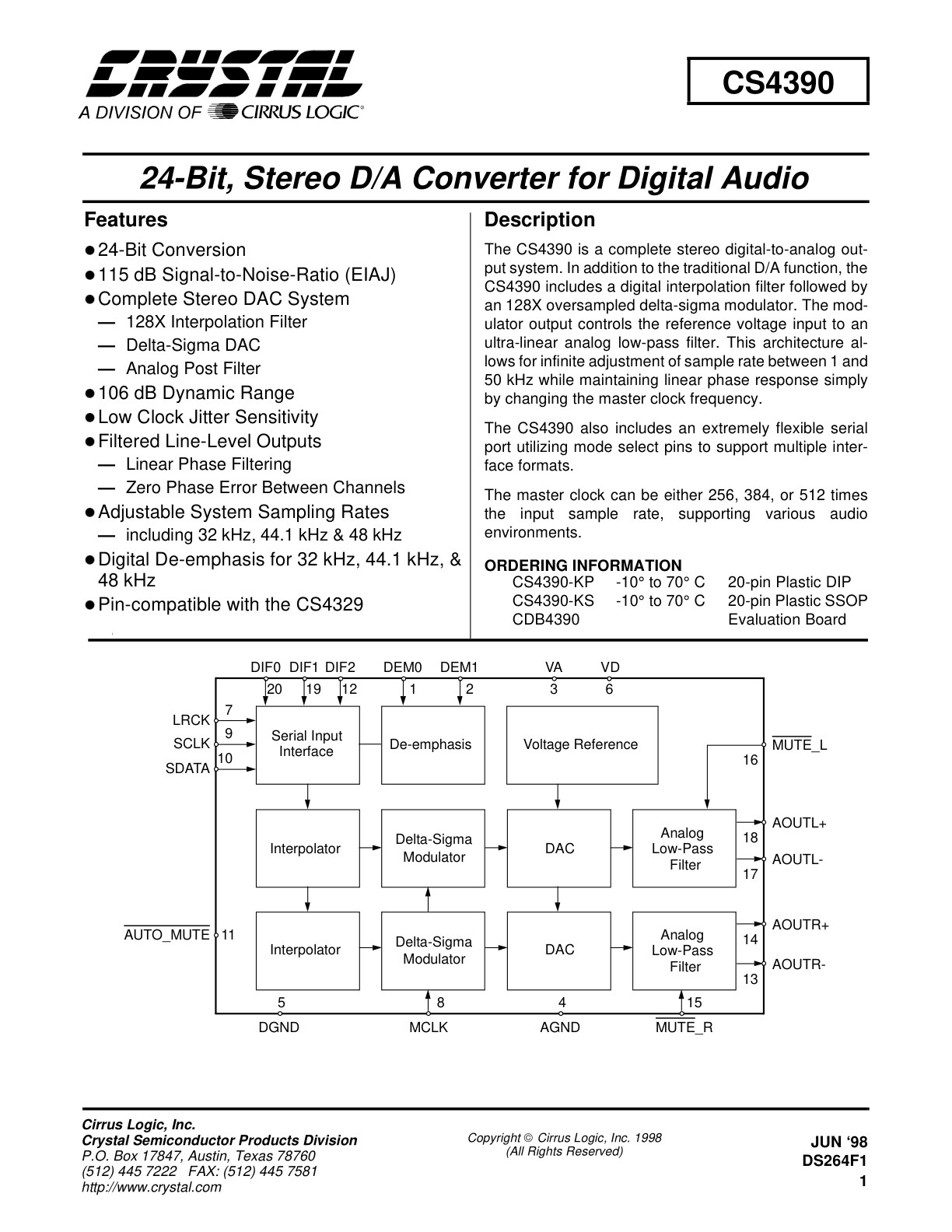 CS4390 Datasheet (Instant Download)