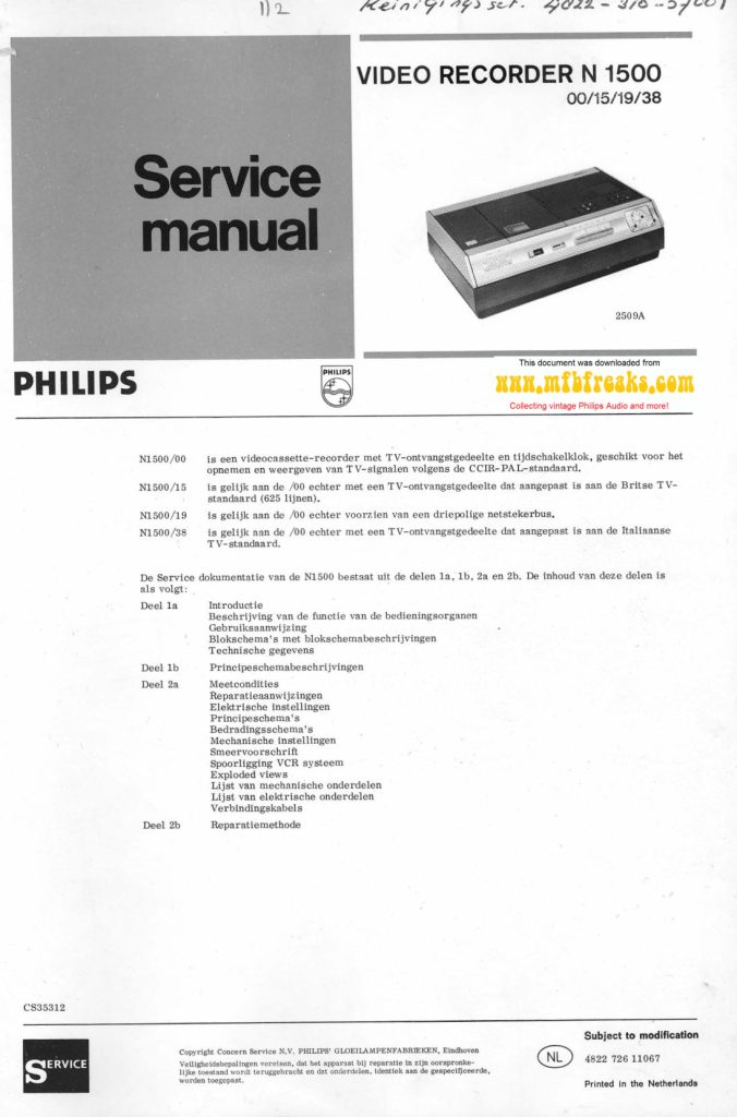Philips N1500 Philips VCR / SVR Owner Manual EN (Instant Download)
