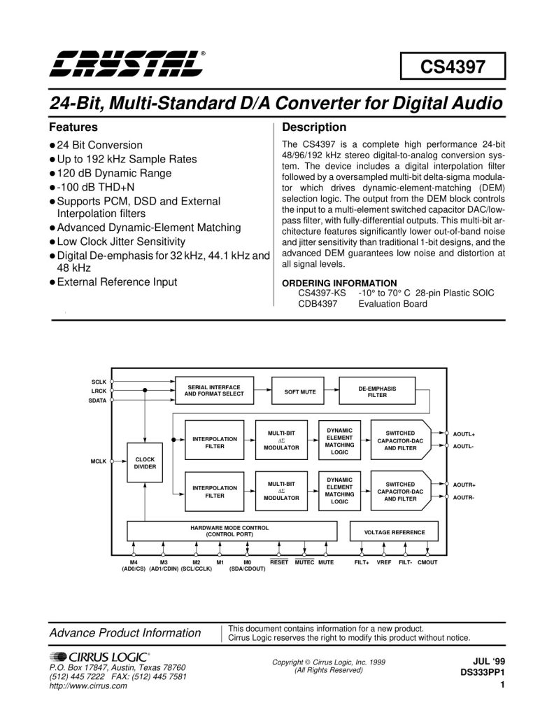 CS4397 Datasheet (Instant Download)