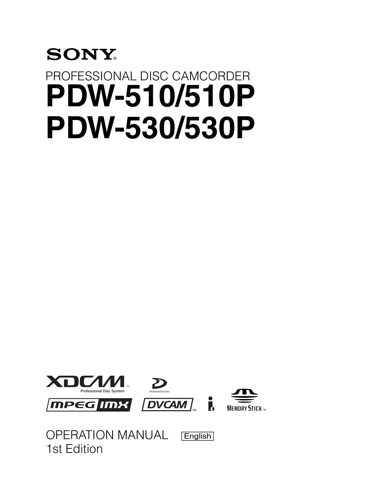 Sony PDW-530P HDCAM / XDCAM Owner Manual EN (Instant Download)