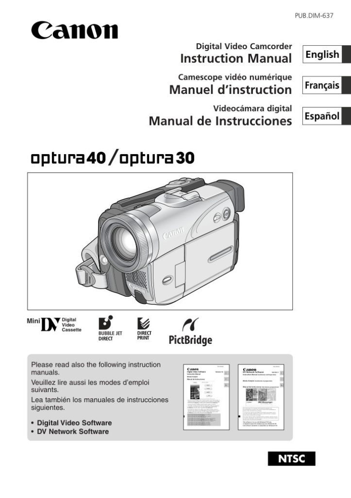 Canon OPTURA40 MiniDV Owner Manual EN (Instant Download)